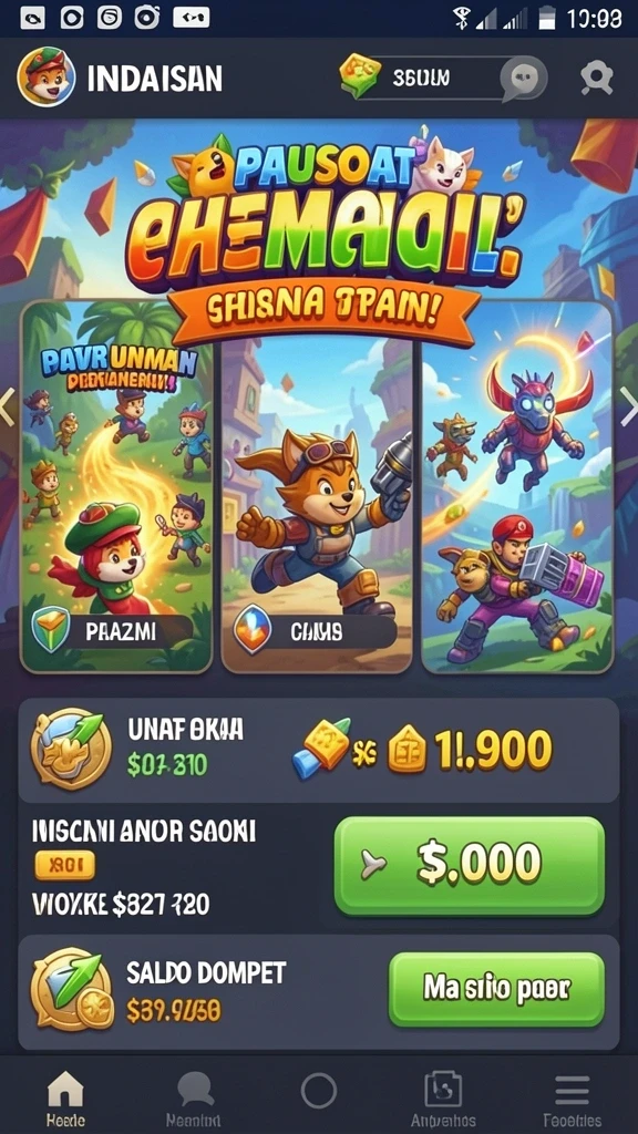 hanabi88 - Menu utama dengan akses cepat ke semua fitur.